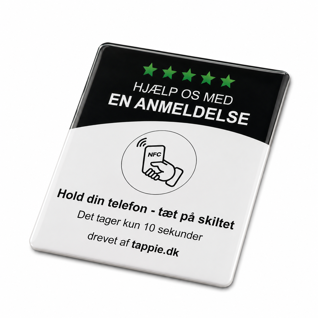 NFC anmeldelsesmærkat monteret på disk